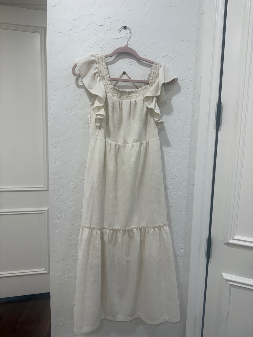 Women’s Cream Ruffle Maxi Dress